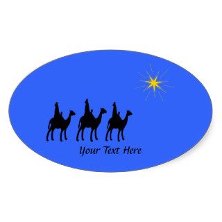 Wisemen And North Star Silhouette Oval Stickers