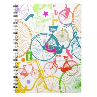 Vintage Modern Bicycle Bright Color Neon Pattern Note Books