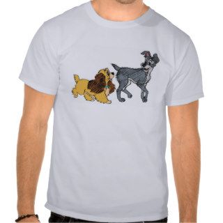 Lady & the Tramp walking looking at each other T shirt