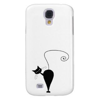 Black Whimsy Kitty 5 Galaxy S4 Cases