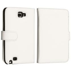 White Leather Wallet Case/ USB Cable for Samsung Galaxy Note N7000 BasAcc Cases & Holders