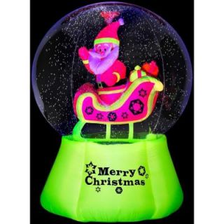 Gemmy 51 in. W x 51 in. D x 72 in. H Inflatable Neon Santa n Sleigh Snow Globe 87967X