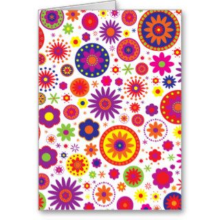 Hippy Rainbow Flowers Cards