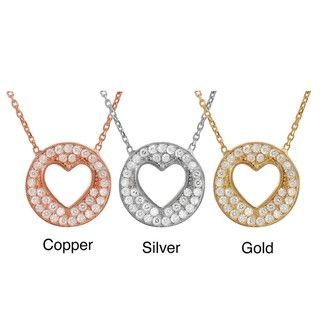 Tressa Silver, Gold, or Rose Gold plated Cubic Zirconia Heart Necklace Tressa Cubic Zirconia Necklaces