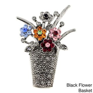 Vintage Style Flower Basket Crystal Pin Brooch Brooches & Pins