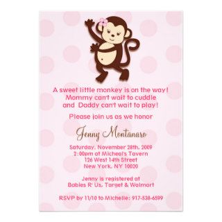 Girly Monkey Baby Shower Invitations Template