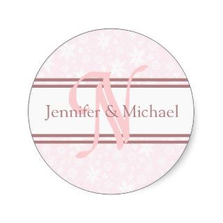 Bride And Groom Monogram Letter N 2009 Seal Round Stickers