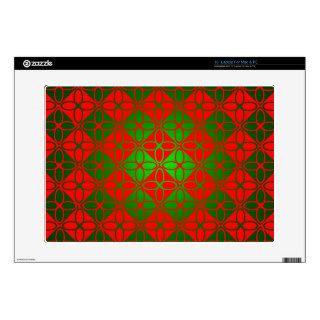 Floral Diamond Red Green Christmas Skins For 15" Laptops