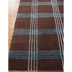 nuLOOM Handmade Modern Premium Wool Brown Casual Stripes Rug (4' x 6') Nuloom 3x5   4x6 Rugs