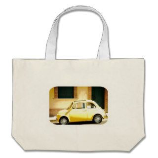 Vintage Yellow Fiat 500 in Italy Tote Bags