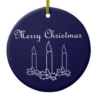 Merry Christmas and candle outline Christmas Tree Ornament