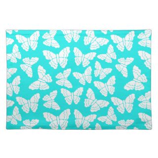 Turquoise butterflies placemat