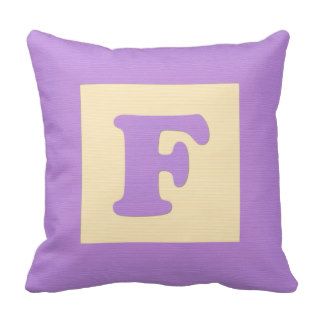 Baby building block throw pIllow letter F (purple)