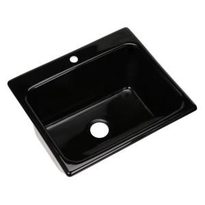 Thermocast Kensington Drop in Acrylic 25x22x12 in. 1 Hole Single Bowl Utility Sink in Black 21199