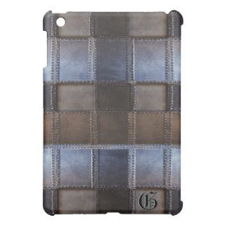 Brown & Gray Industrial Leather Look Squares iPad Mini Covers