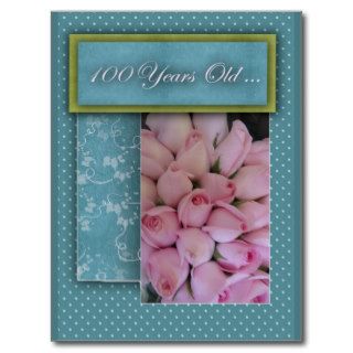 Happy 100th Birthday   with roses Postcard