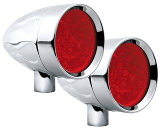 Adjure NS11918 2 Beacon 1 Red Lens 2 Wire Flush Mount Flamed Chrome Target LED Motorcycle Bullet Light   Pair Automotive