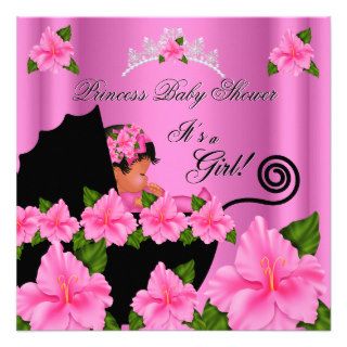 African American Princess Baby Shower Girl Flowers Invite