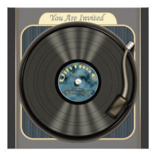 Vintage Vinyl Record Party Invitations