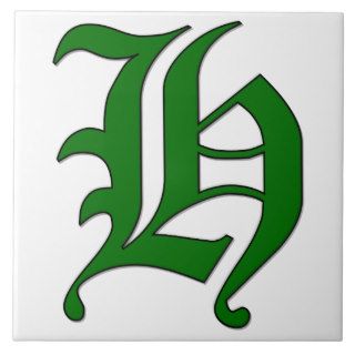 Diploma Letter H in Green Monogram Tile