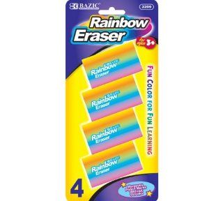 Bazic Rainbow Eraser, 4 per Pack (Case of 72)  Pencil Erasers 