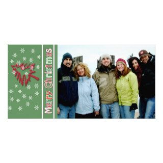 So Cute Merry Christmas Red Pine White Snowflakes Picture Card