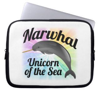 Narwhal Unicorn of the Sea, Cute Rainbow Laptop Computer Sleeves