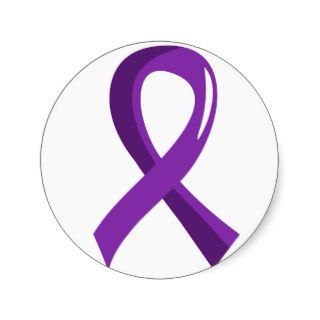 Alzheimer's Disease Purple Ribbon 3 Round Stickers