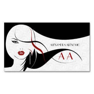 Black & White Touch Of Red Beauty Template Business Card Templates