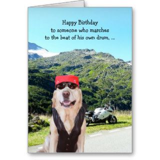Funny Dog/Lab BIrthday for Male Biker Card