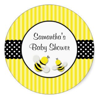 Bumble Bee Striped Polka Dots Baby Shower Stickers