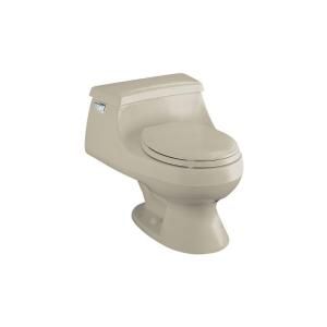 KOHLER Rialto 1 Piece 1.6 GPF Round Front Toilet with French Curve Toilet Seat in Sandbar K 3386 G9