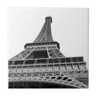 Black and White Eiffel Tower Ceramic Tile