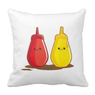 Ketchup and Mustard Throw Pillow