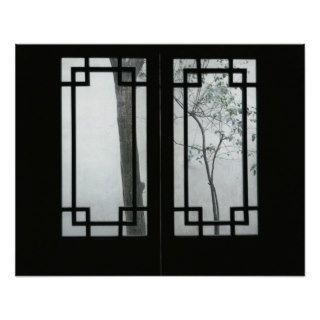 Trees Seen Through House Windows in Pingyao Poster