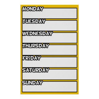 Days of the Week Customizable Background Color Print