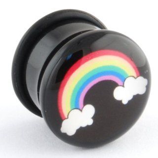 One Acrylic Single Flared Logo Plug 9/16"g Rainbow (SOLD INDIVIDUALLY. ORDER TWO FOR A PAIR.) Body Piercing Plugs Jewelry