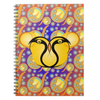 Abstract Lion on Exotic Paisley Background Note Book