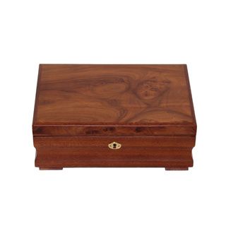 Burl Wood Pattern Locking Jewelry Collection Box Wood Boxes