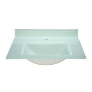 Xylem 37 in. Glass Vanity Top in White with White Integral Basin GST370WT