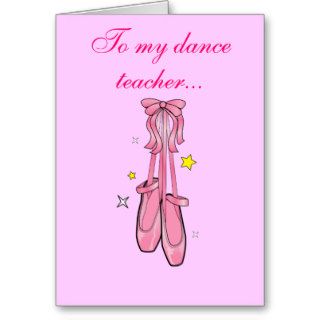 Dance Teacher Thank You with Hanging Ballet Shoes Greeting Card