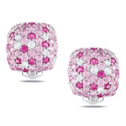 Miadora Sterling Silver 4ct TGW Pink and White Sapphire Earrings Miadora Gemstone Earrings