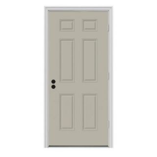 JELD WEN 6 Panel Painted Steel Entry Door with Primed Brickmold THDJW166100146