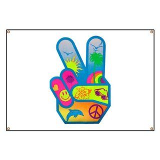 Banner Peace Sign Hand Symbol Dolphin Smiley Face 