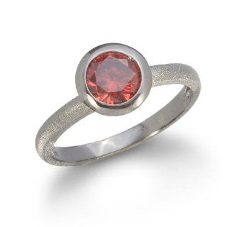 SIMULATED GARNET SOLITAIRE RING IN BLACK PLATE Jewelry