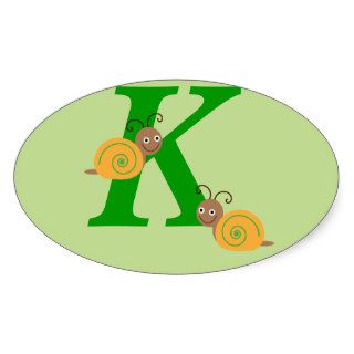 Monagram letter K brian the snail oval stickers