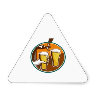 Beer Pint Glass Hand Tap Retro Triangle Stickers