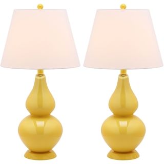 Cybil Double Gourd 1 light Yellow Table Lamps (Set of 2) Safavieh Lamp Sets