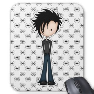 Cute Cartoon Emo Boy with Black Spikey Hair Mouse Pad
