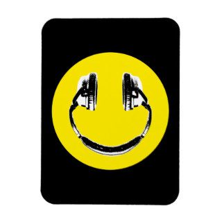 Yellow Headphones Happy Face Flexible Magnets